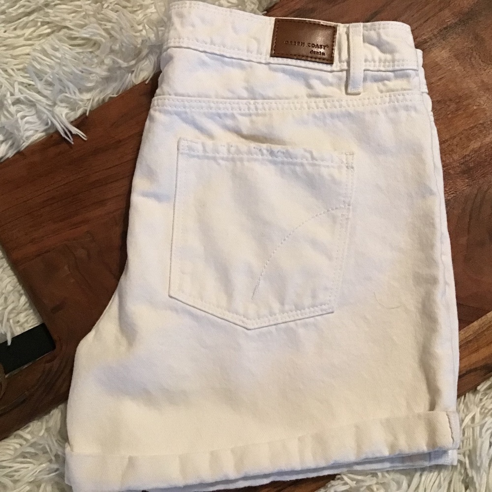 White Green Coast Jean Shorts